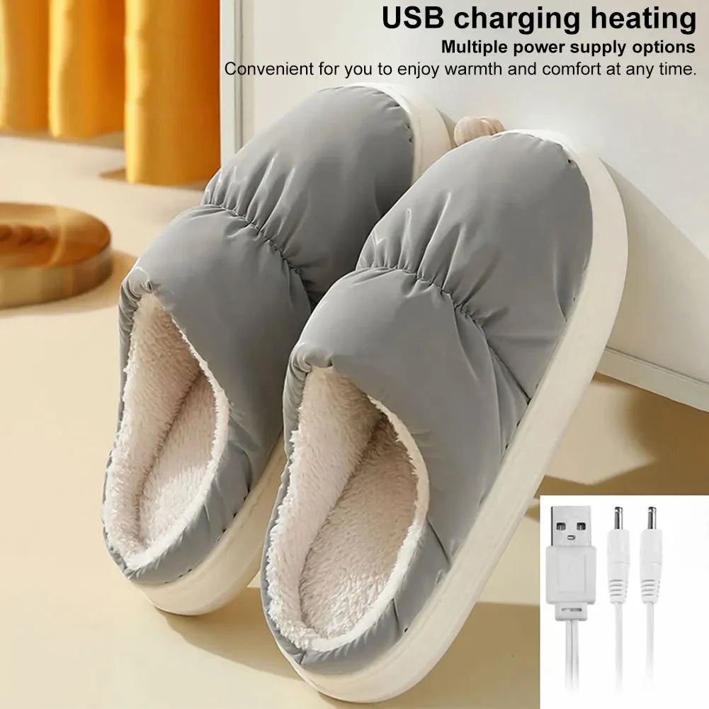 Heated Slippers USB-Powered Plush Lined With Steady Heat Control