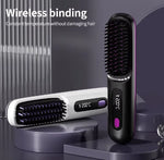 Heated Styling Brush Cordless Ceramic Bristles For Short Hair