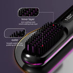 Heated Styling Brush Cordless Ceramic Bristles For Short Hair