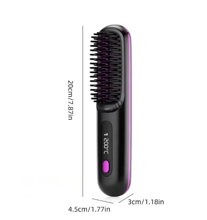 Heated Styling Brush Cordless Ceramic Bristles Scalp Guard