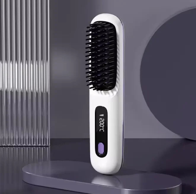 Heated Styling Brush Cordless Ceramic Bristles Scalp Protection