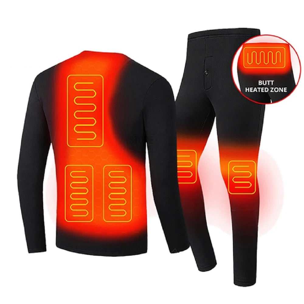 Heated Thermal Underwear Set 3 Heat Settings Four-Way Stretch