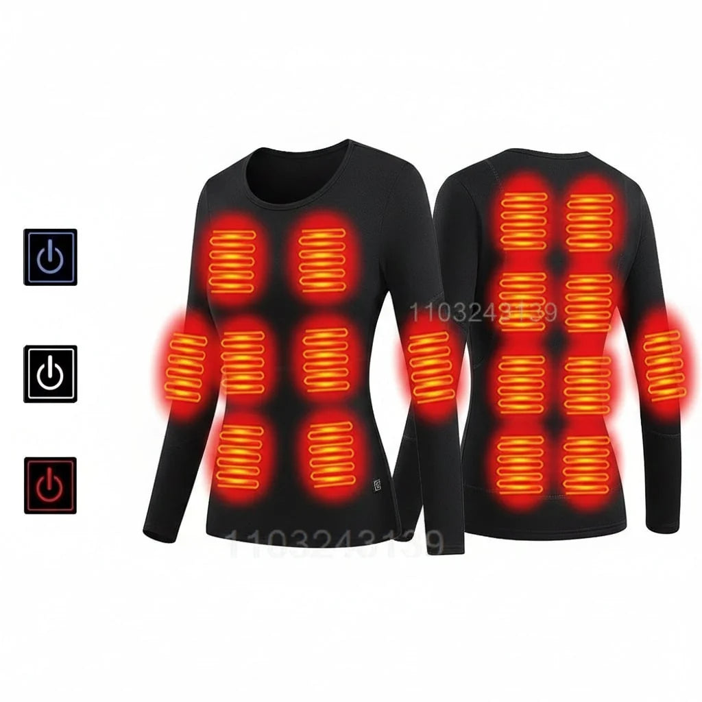 Heated Thermal Underwear Set USB Rechargeable 3 Heat Settings