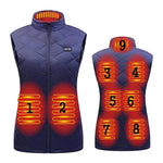 Heated Vest USB-Powered Nine Heating Zones Adjustable Heat Levels