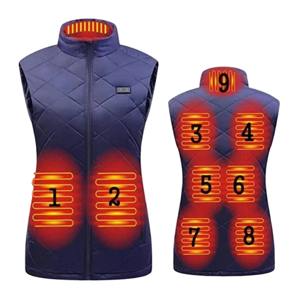 Heated Vest USB-Powered Nine Heating Zones Adjustable Heat Levels