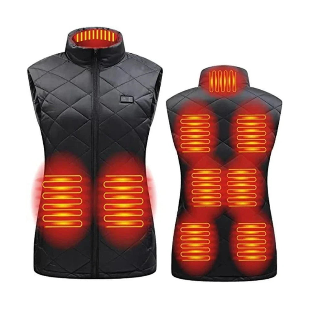 Heated Vest USB-Powered Nine Heating Zones Adjustable Heat Levels