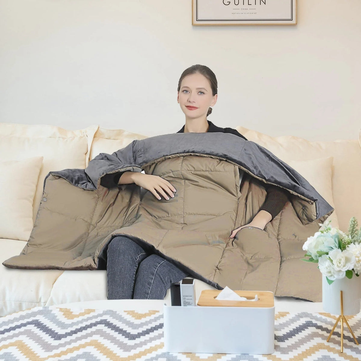 Heated Wrap Blanket Six-Zone USB-Powered with Pockets