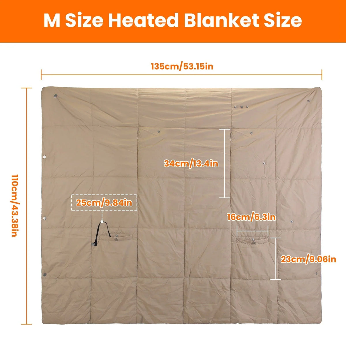 Heated Wrap Blanket Six-Zone USB-Powered with Pockets