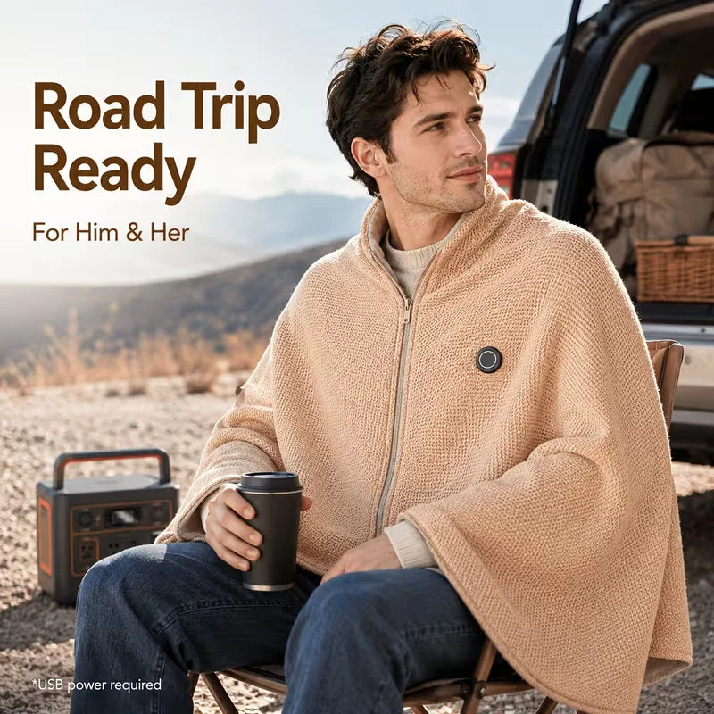 Heated Wrap Blanket USB-Powered Three Temperature Settings Machine-Washable