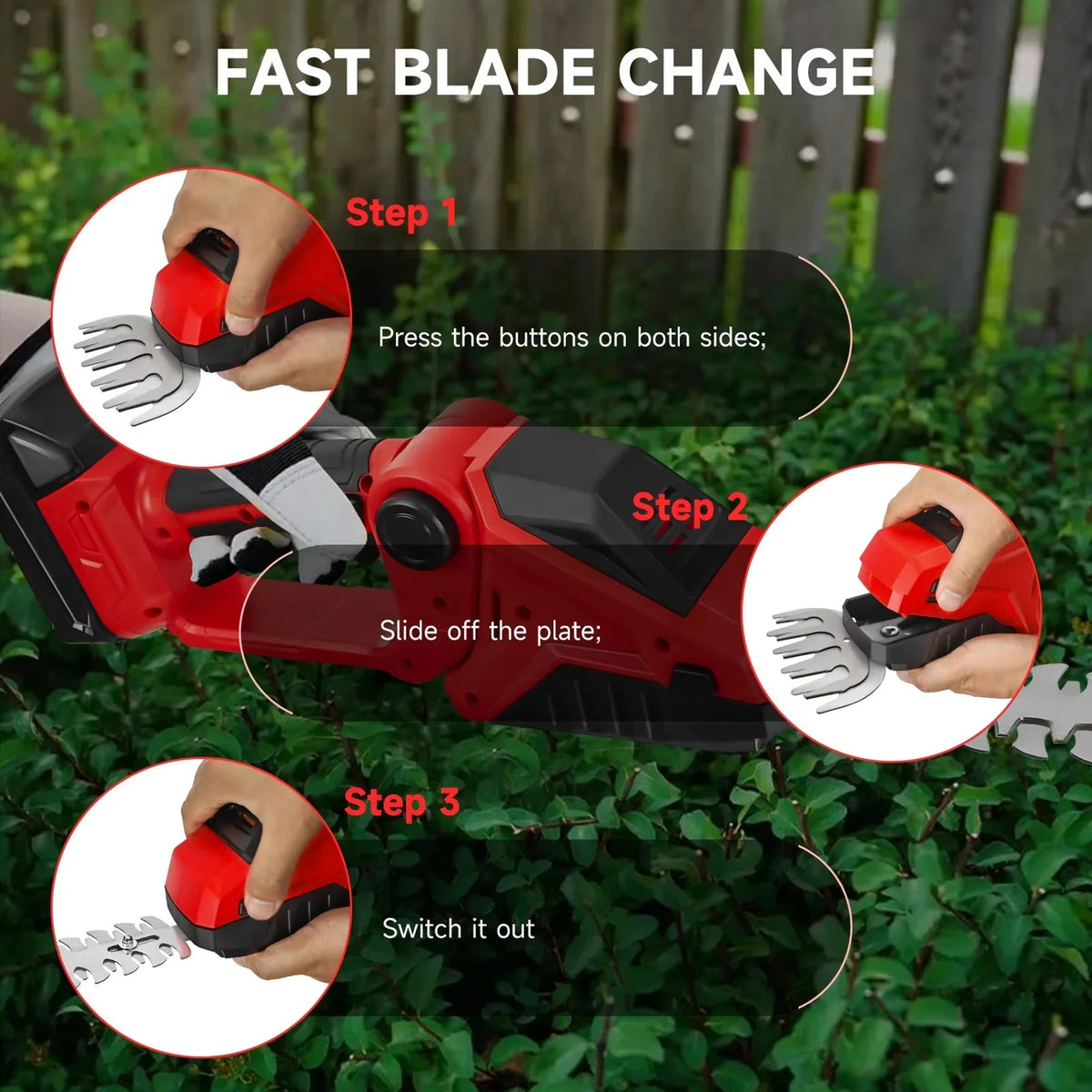 Hedge Trimmer Cordless Ultra-Light One-Handed 20V Compatible
