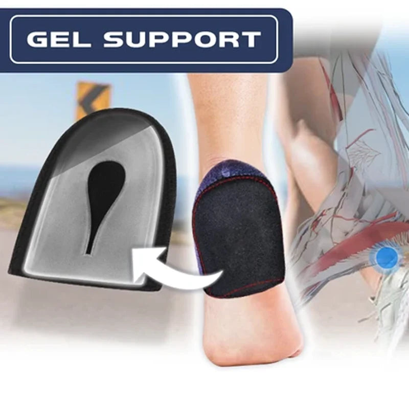 Heel Protector Sleeves Silicone Gel Cushioning Adjustable Strap Breathable Water-Resistant Design