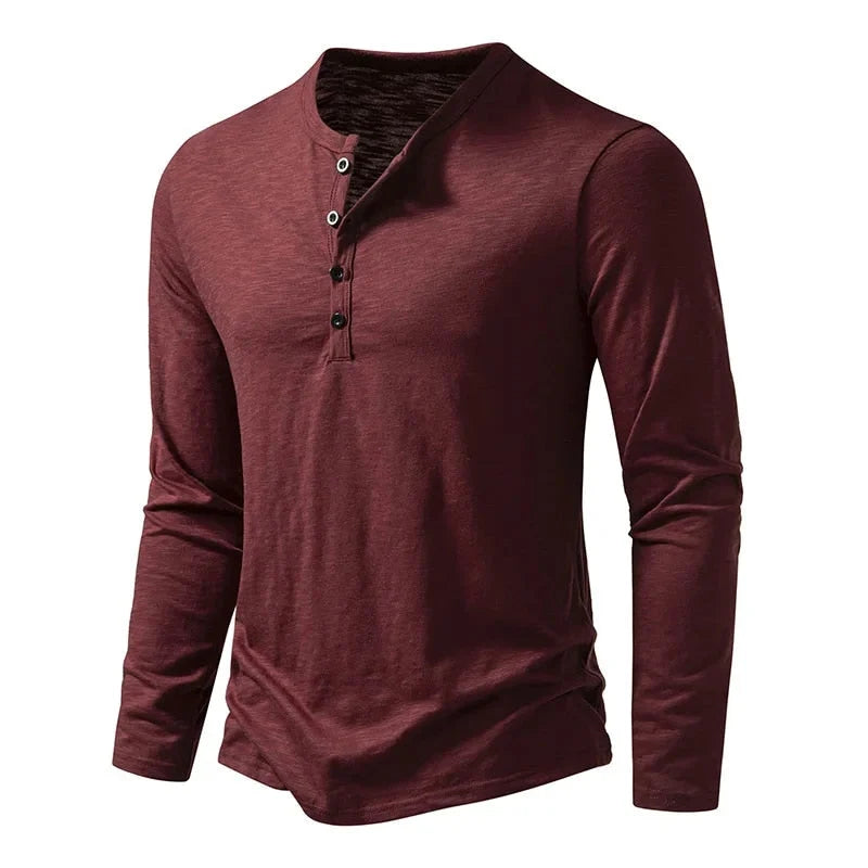 Henley Shirt 100% Cotton Slim Fit Lightweight