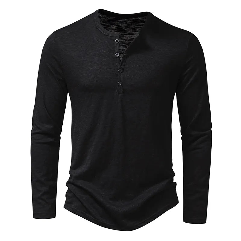 Henley Shirt 100% Cotton Slim Fit Lightweight