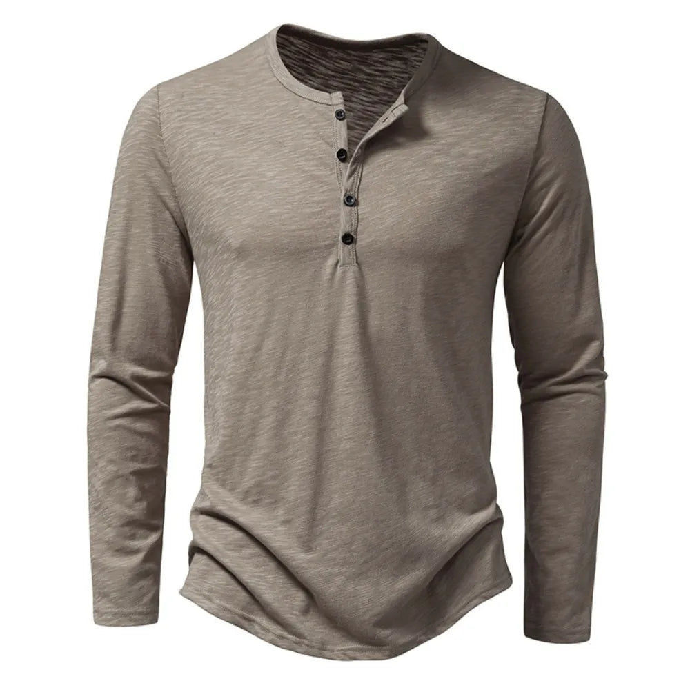 Henley Shirt 100% Cotton Slim Fit Lightweight
