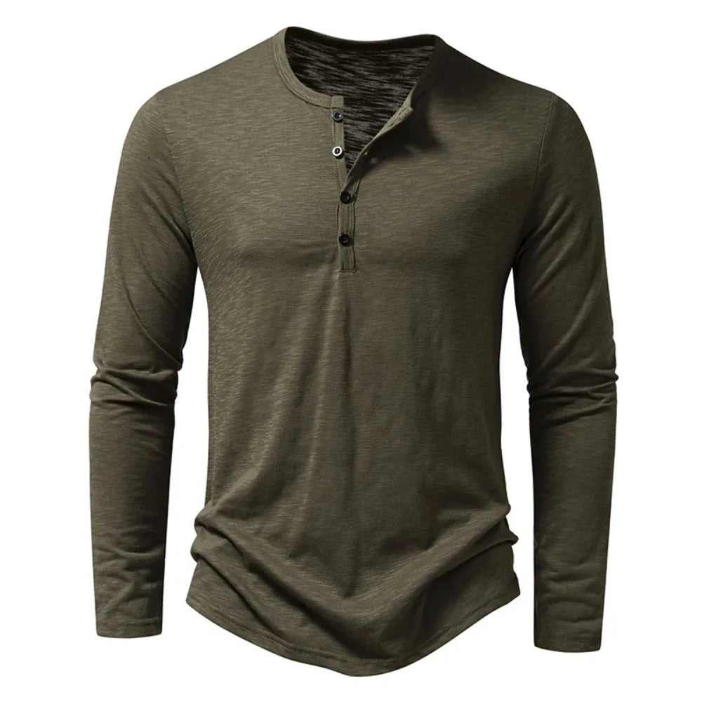 Henley Shirt 100% Cotton Slim Fit Lightweight