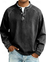 Henley Shirt Soft Knit Raglan Sleeves Relaxed Fit
