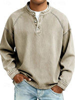 Henley Shirt Soft Knit Raglan Sleeves Relaxed Fit