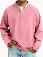 Henley Shirt Soft Knit Raglan Sleeves Relaxed Fit
