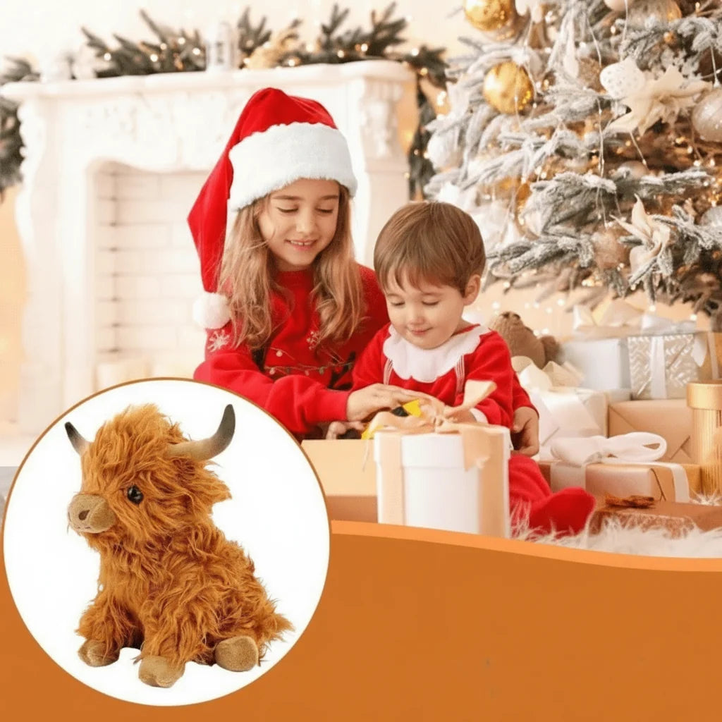 Highland Cow Plush Toy Super-Soft Shaggy Mane 9.8 Inch