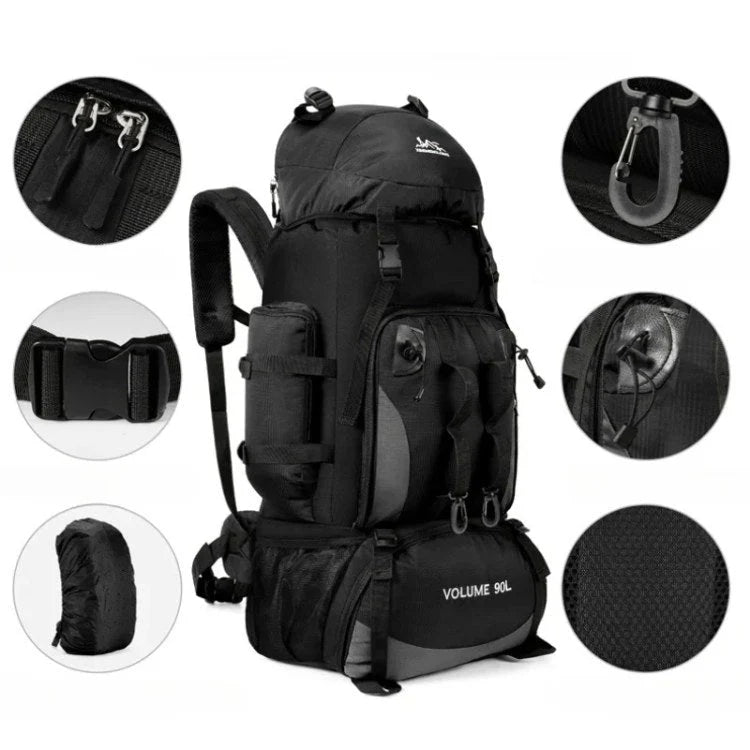 Hiking Backpack Waterproof Lightweight 90L Capacity
