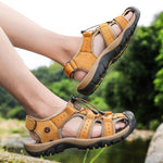 Hiking Sandals Closed-Toe Cowhide Leather & Non-Slip Sole