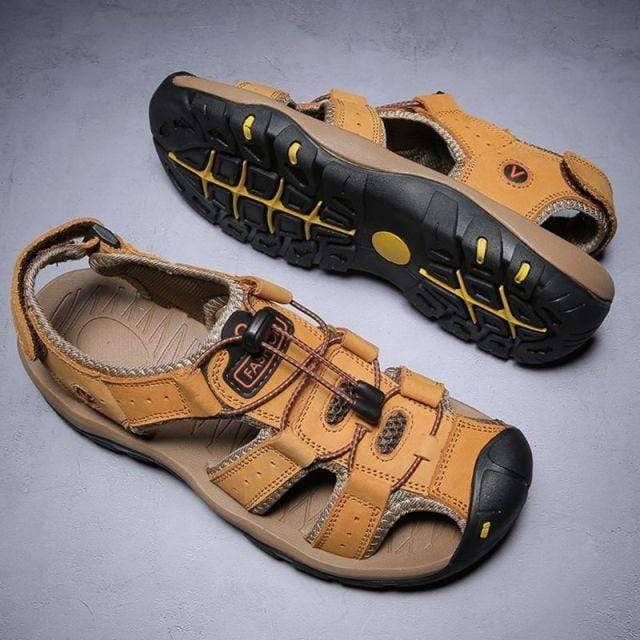 Hiking Sandals Closed-Toe Cowhide Leather & Non-Slip Sole