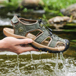 Hiking Sandals Closed-Toe Cowhide Leather & Non-Slip Sole