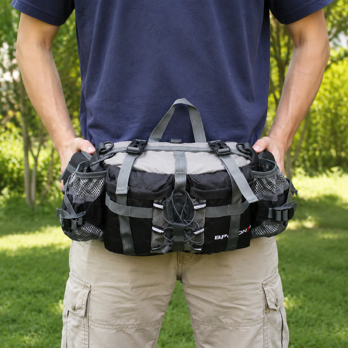 Hiking Waist Pack Dual Bottle Holders Water-Resistant