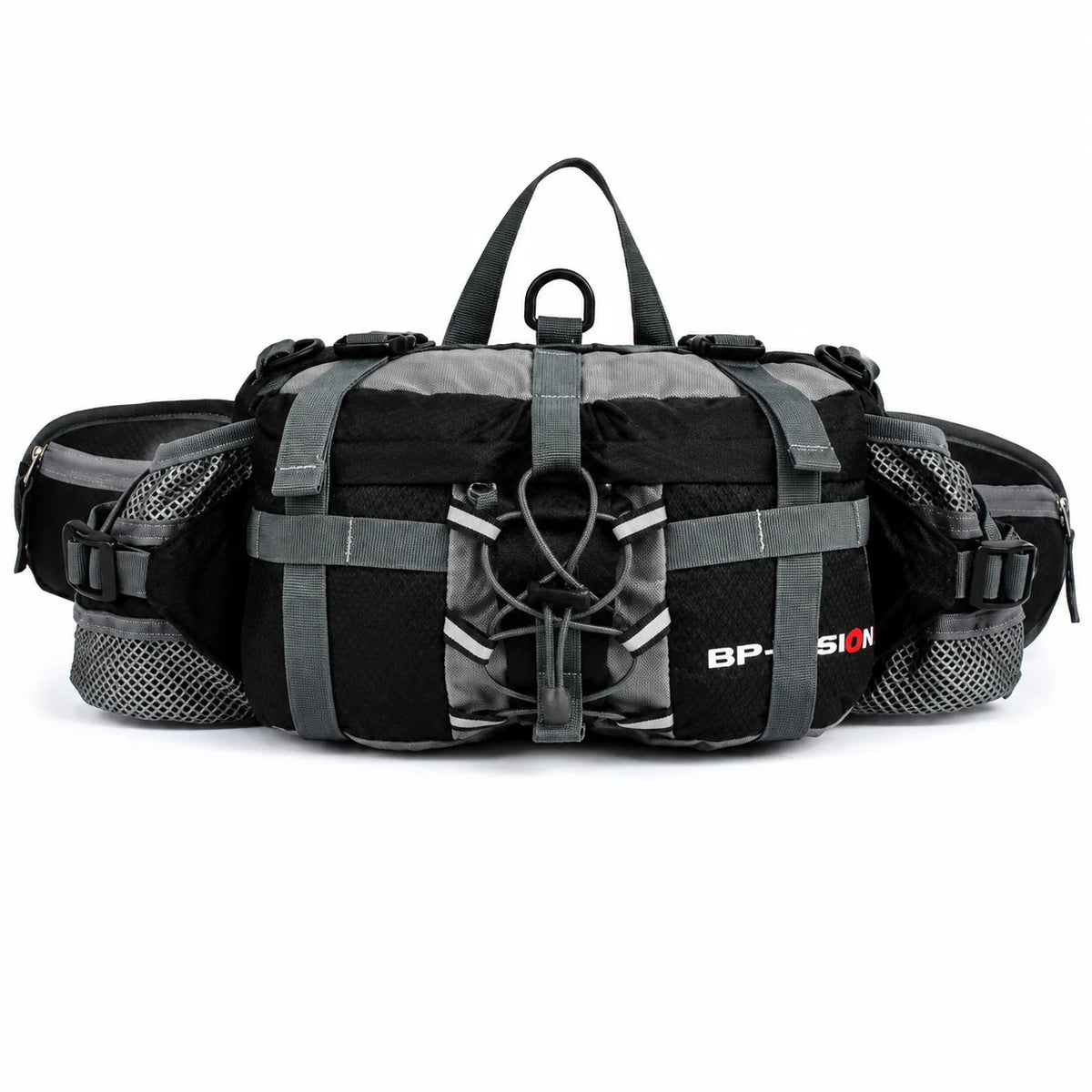 Hiking Waist Pack Dual Bottle Holders Water-Resistant Nylon
