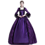 Historical Costume Dress Lace Appliqués Wide Flared Sleeves Long Skirt