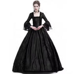 Historical Costume Dress Lace Appliqués Wide Flared Sleeves Long Skirt
