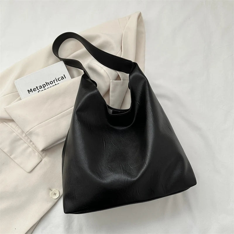 Hobo Bag Leather Spacious Shoulder Strap