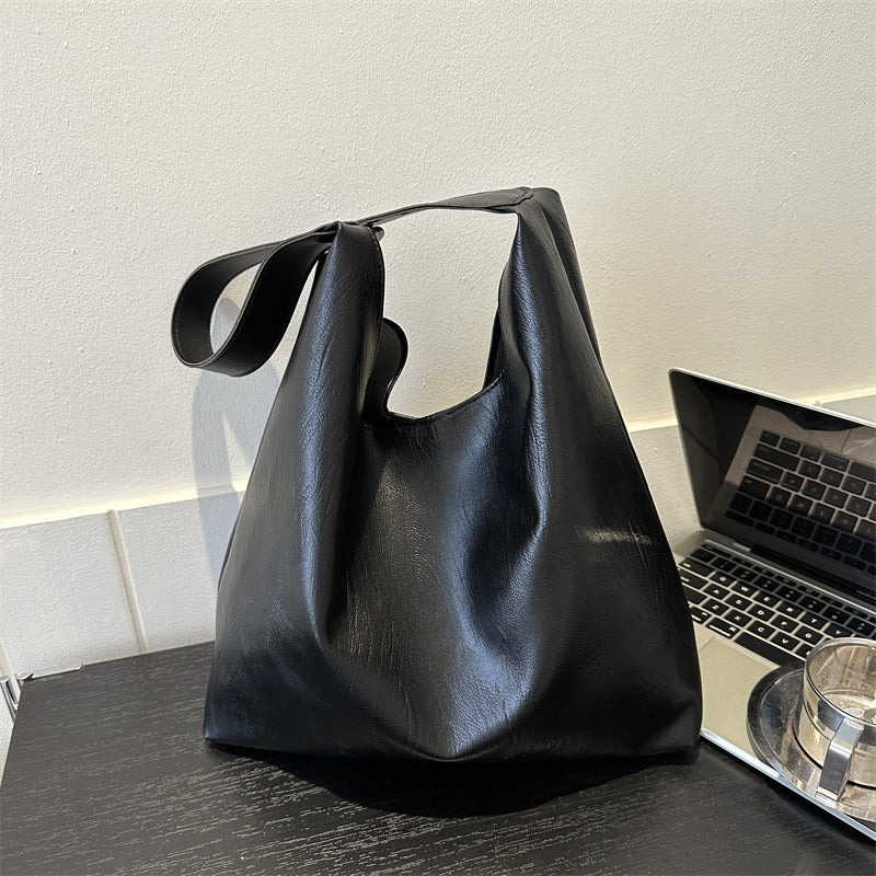 Hobo Bag Leather Spacious Shoulder Strap