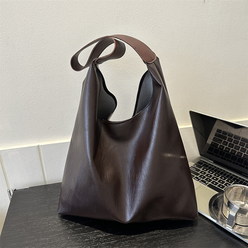 Hobo Bag Leather Spacious Shoulder Strap