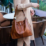 Hobo Handbag Water-Resistant Leather Hidden Anti-Theft Pocket