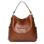 Hobo Handbag Water-Resistant Leather Hidden Anti-Theft Pocket