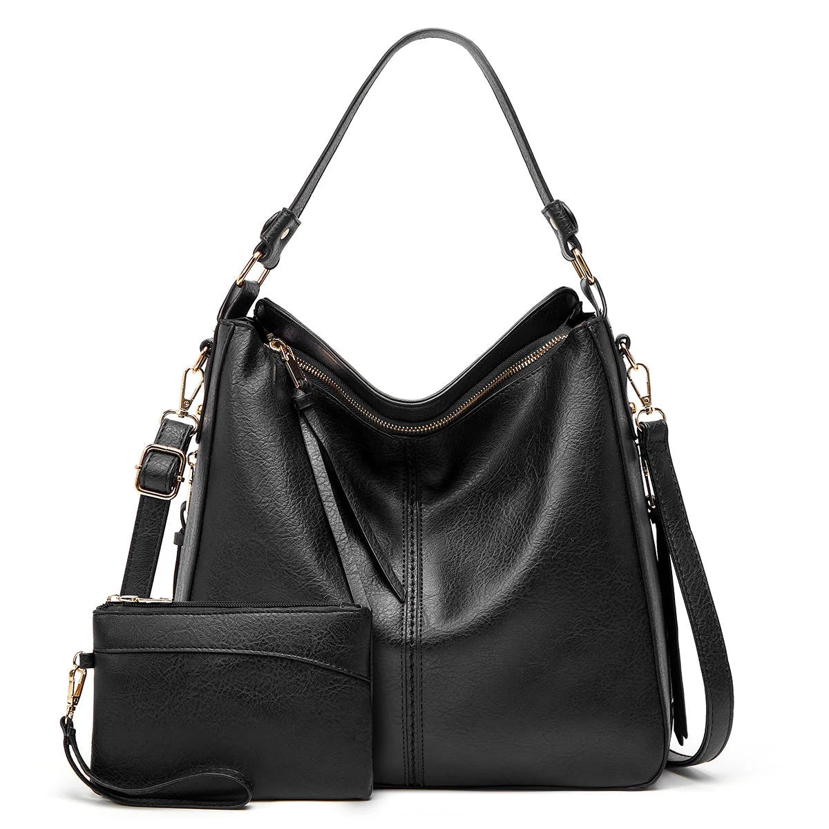 Hobo Handbag Water-Resistant Leather Hidden Anti-Theft Pocket