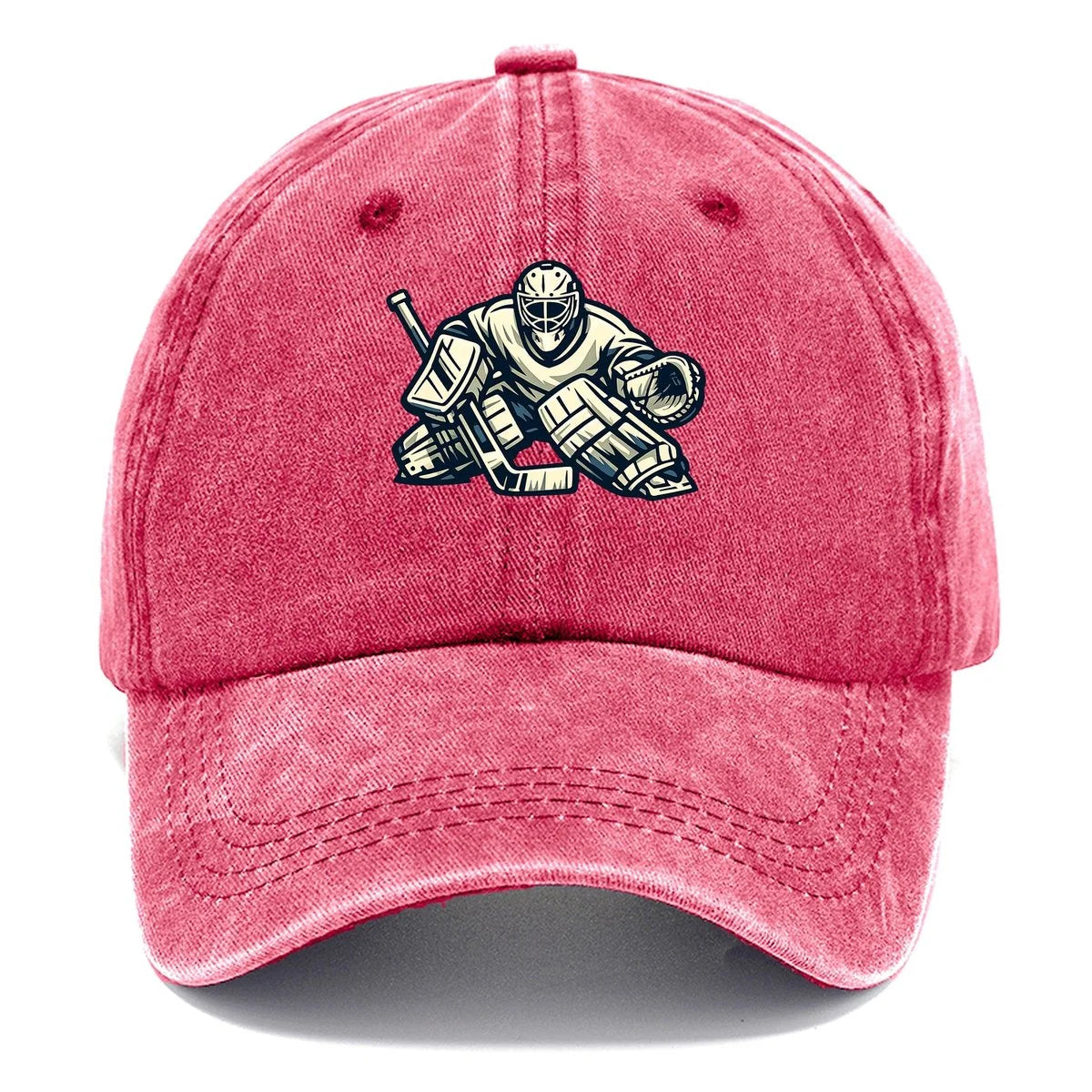 Hockey Cap Goalie Print Curved Brim Adjustable Strap