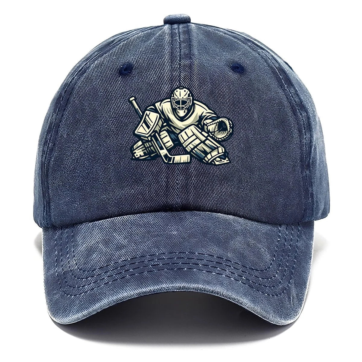 Hockey Cap Goalie Print Curved Brim Adjustable Strap