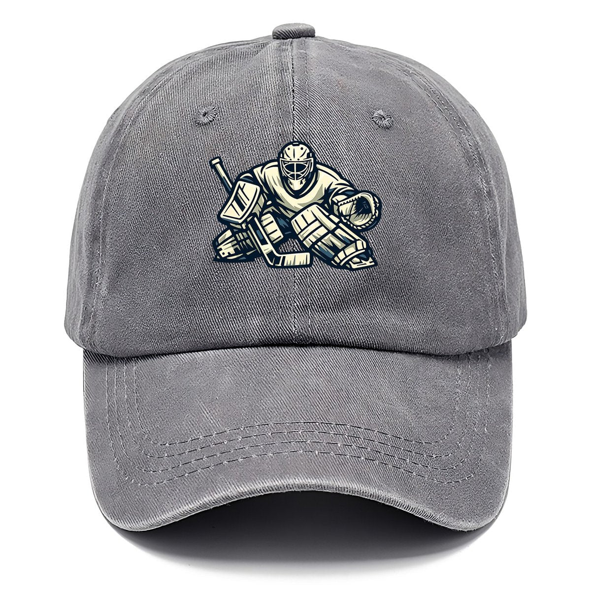 Hockey Cap Goalie Print Curved Brim Adjustable Strap