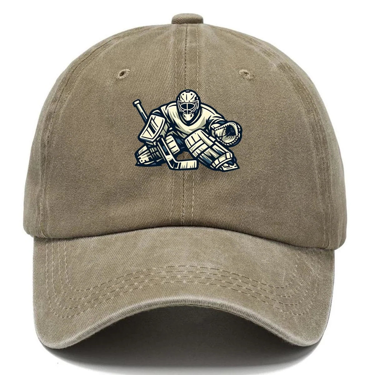 Hockey Cap Goalie Print Curved Brim Adjustable Strap