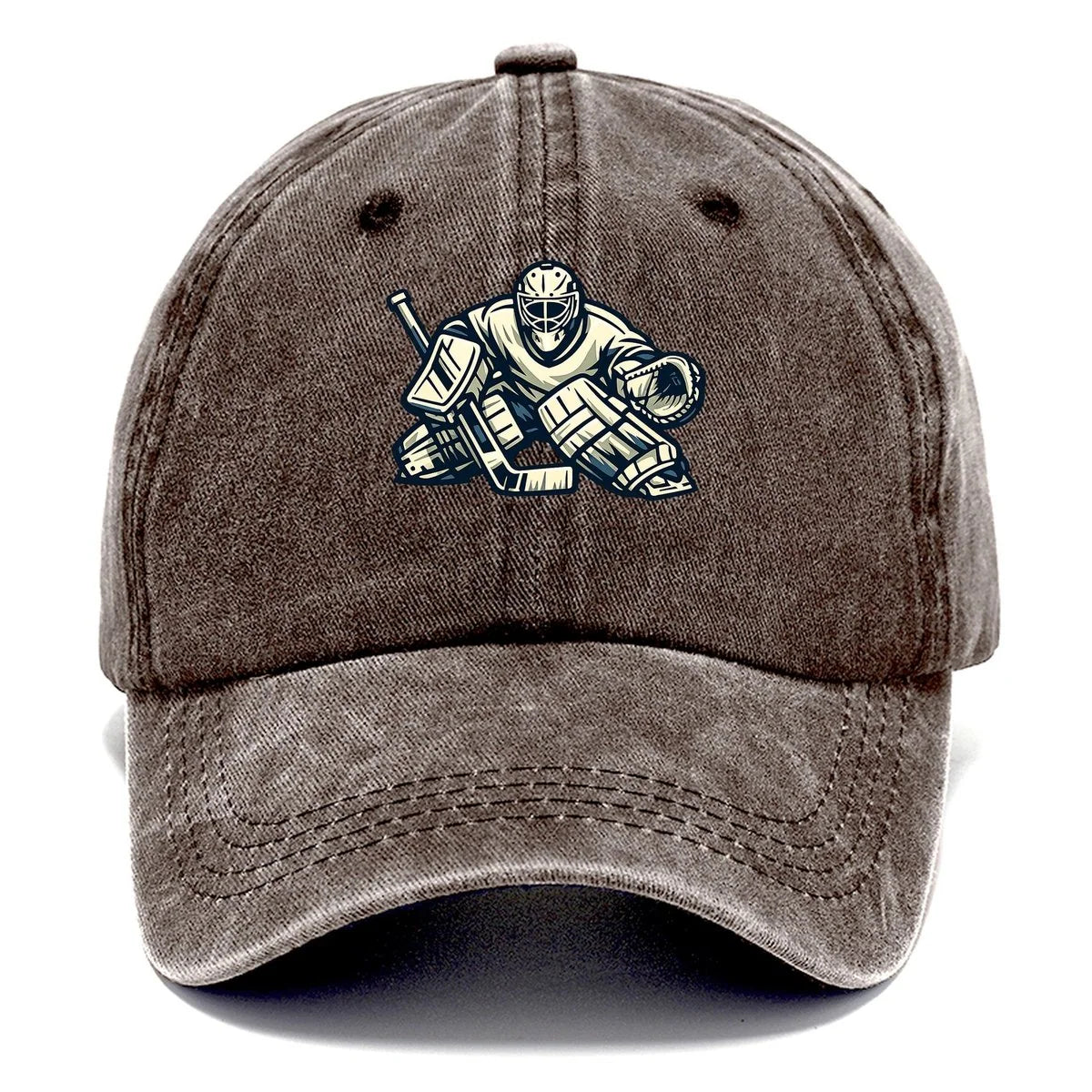 Hockey Cap Goalie Print Curved Brim Adjustable Strap