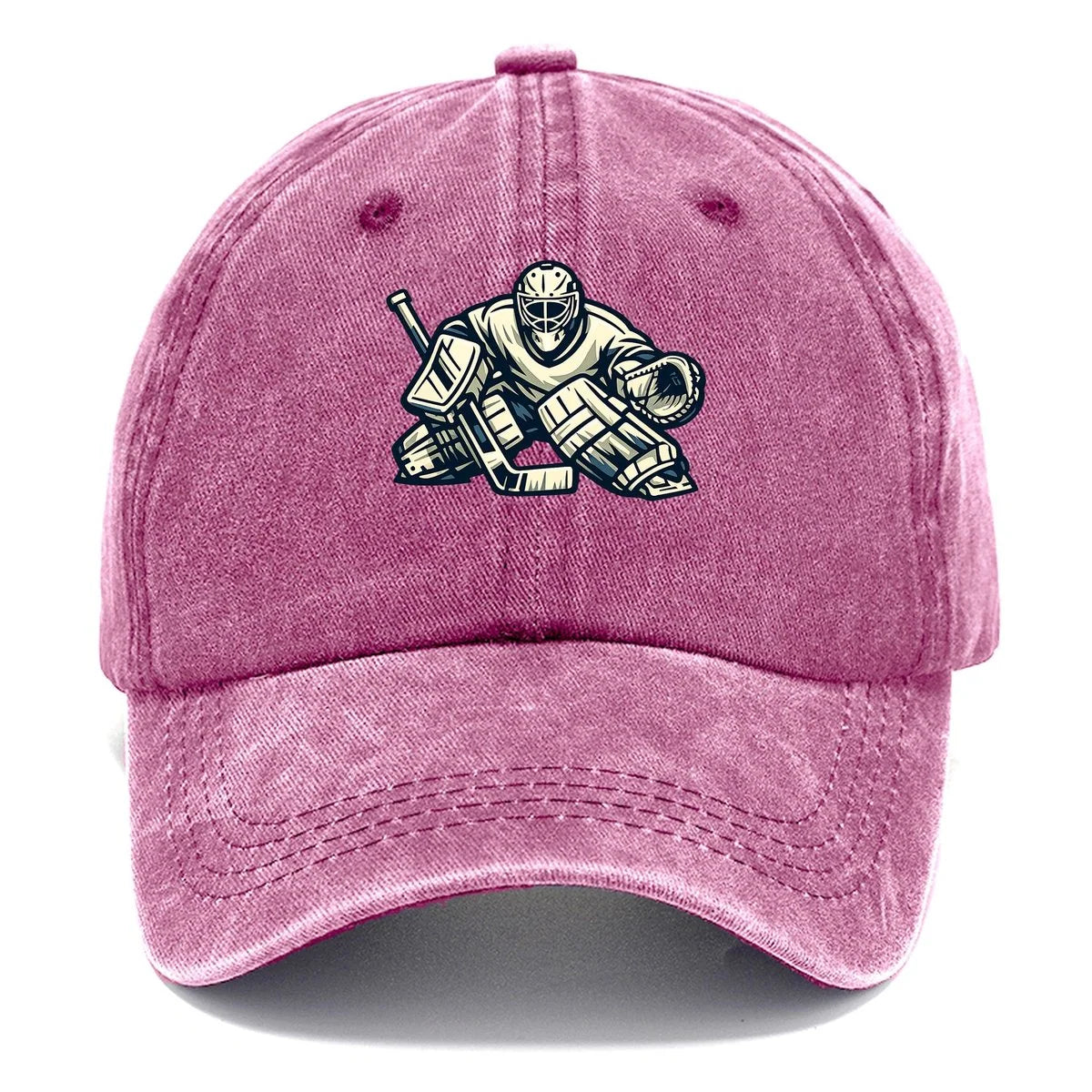 Hockey Cap Goalie Print Curved Brim Adjustable Strap