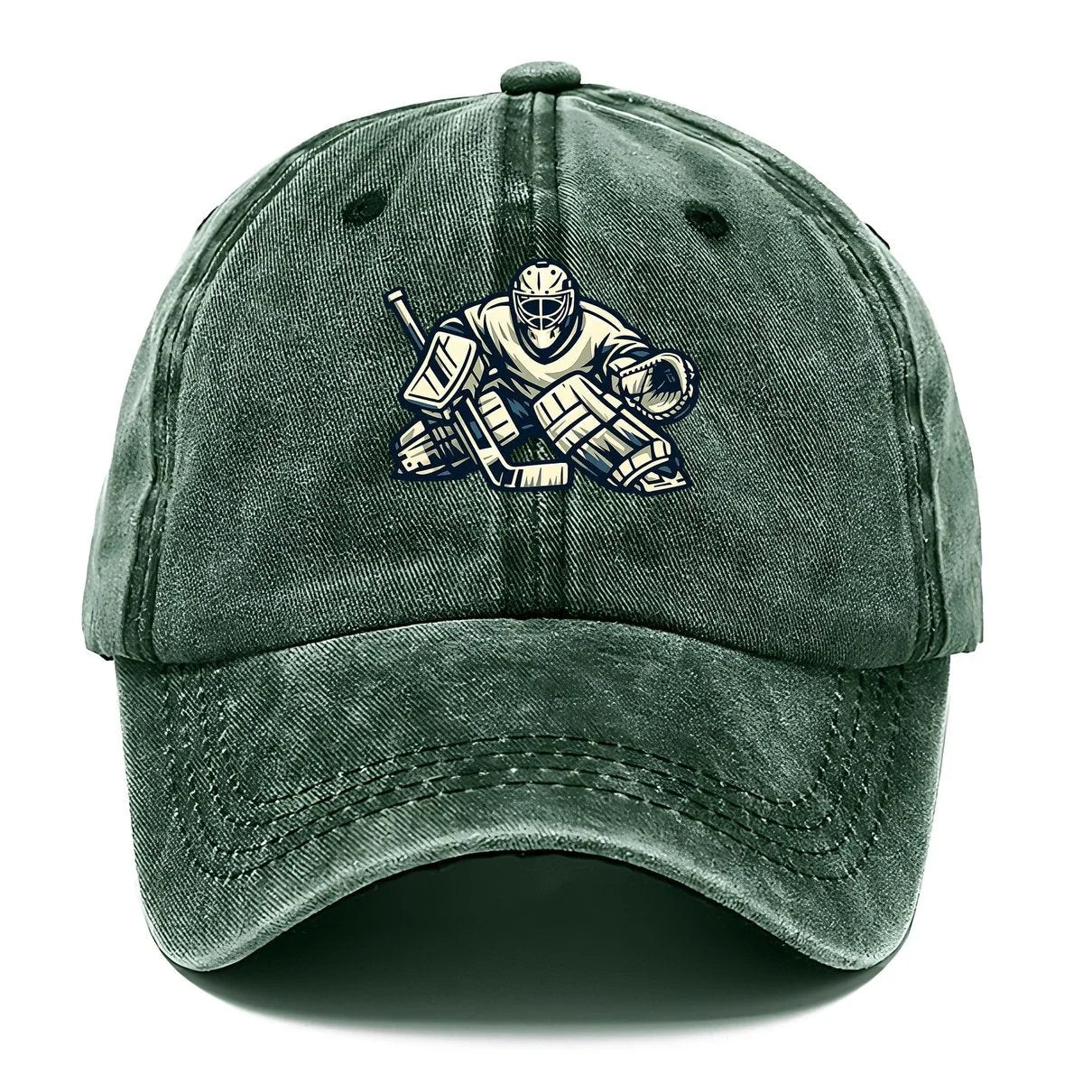 Hockey Cap Goalie Print Curved Brim Adjustable Strap