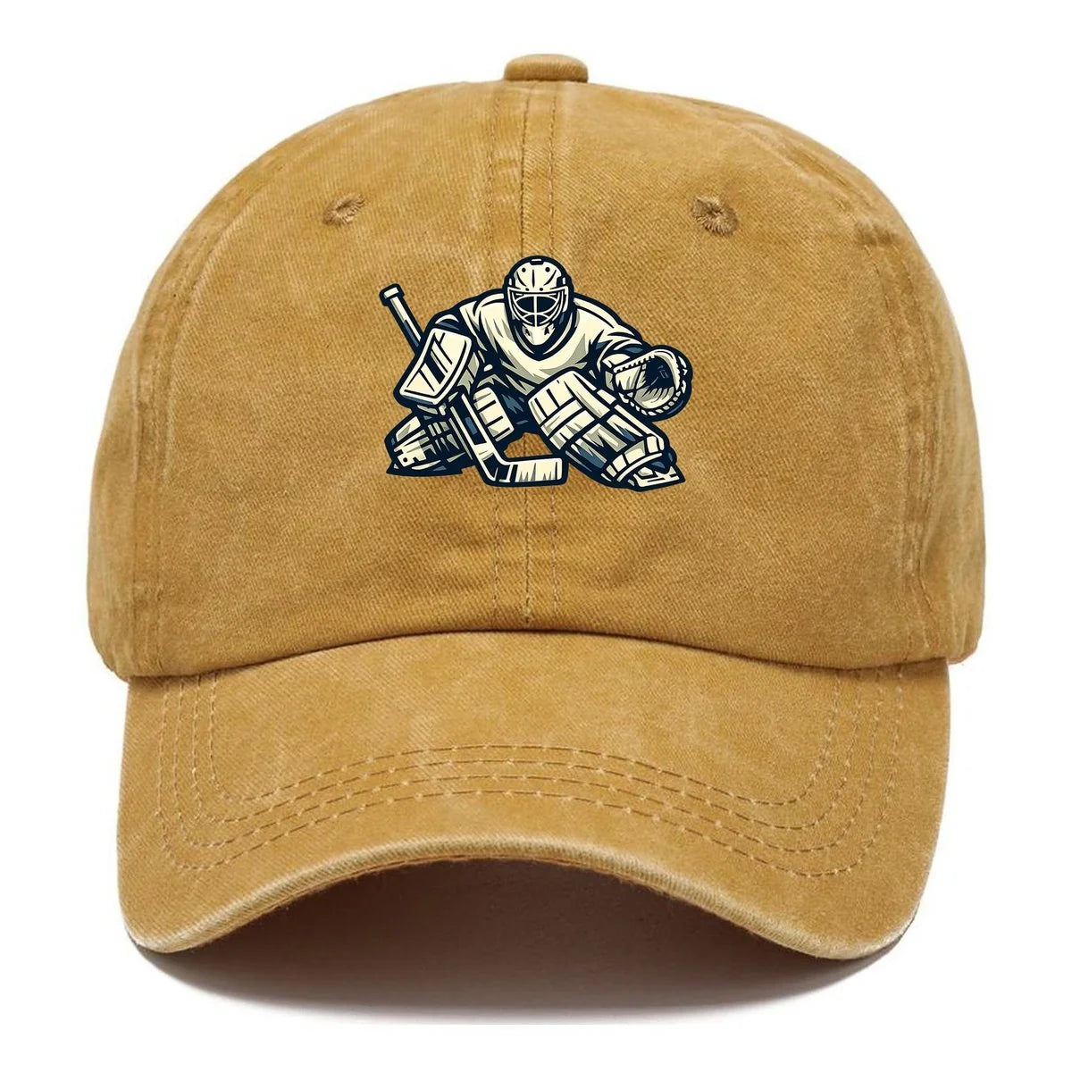 Hockey Cap Goalie Print Curved Brim Adjustable Strap