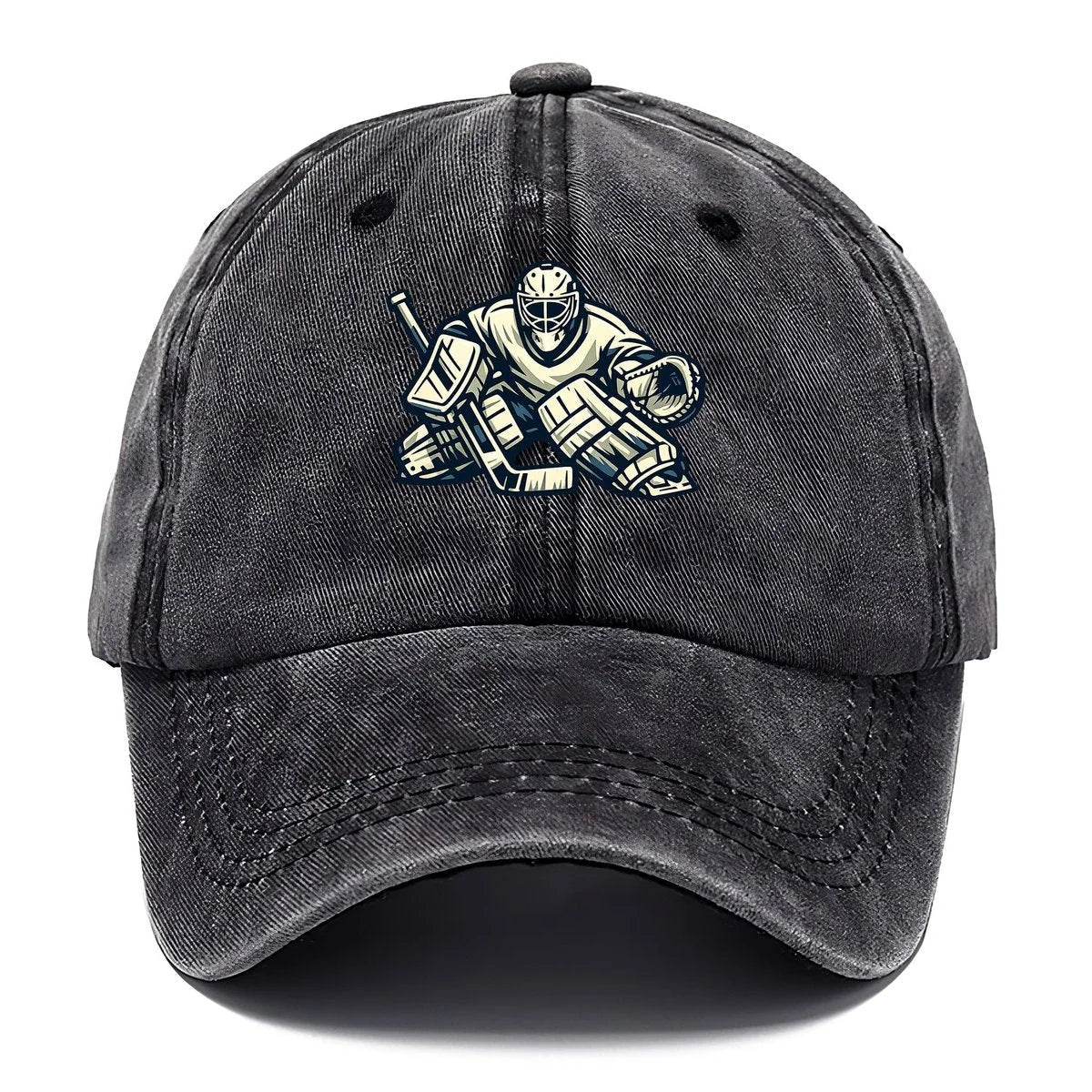 Hockey Cap Goalie Print Curved Brim Adjustable Strap