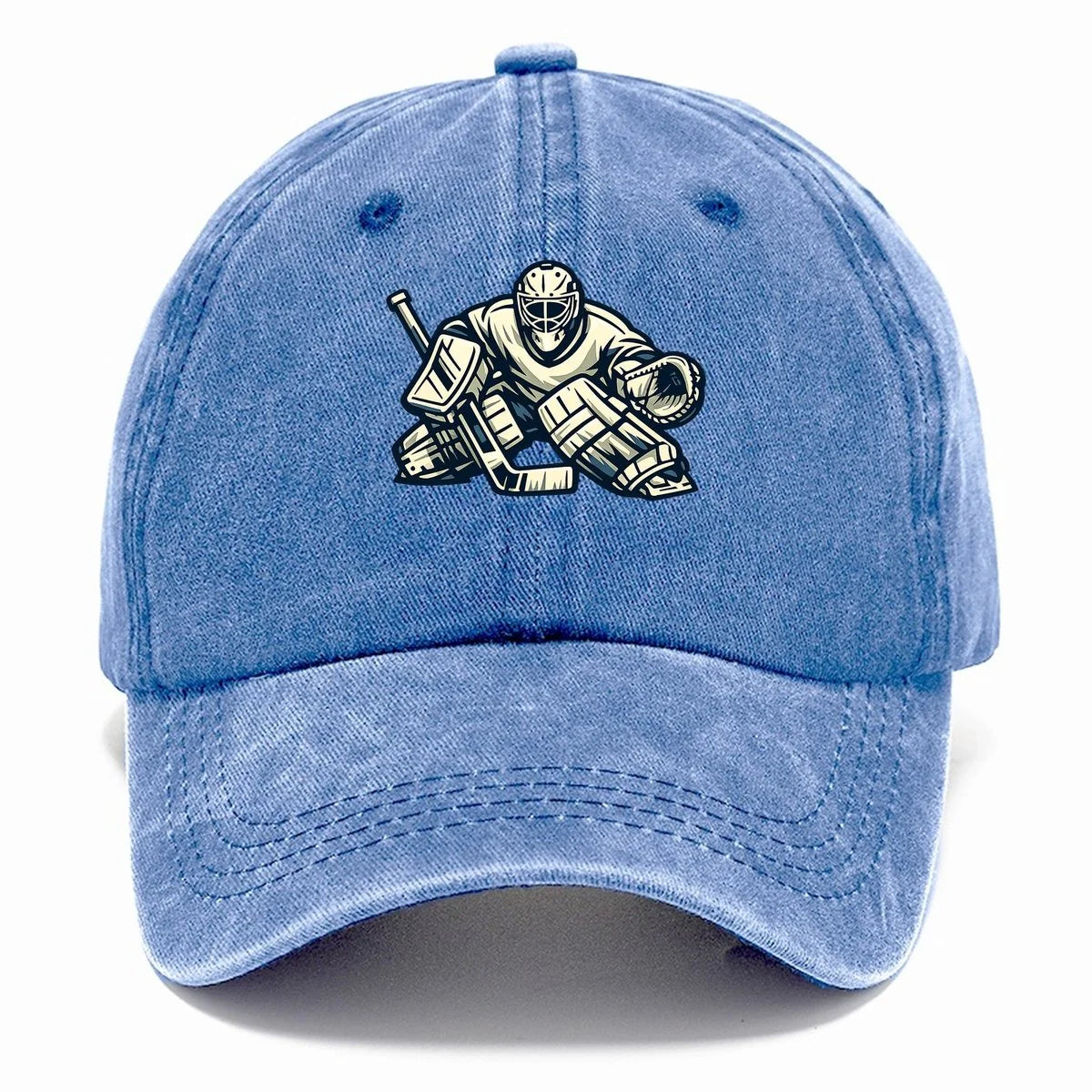 Hockey Cap Goalie Print Curved Brim Adjustable Strap