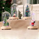 Holiday Display Dome Battery-Powered LED Glass & Wood