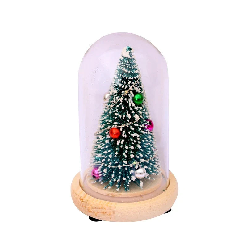 Holiday Display Dome Battery-Powered LED Glass & Wood