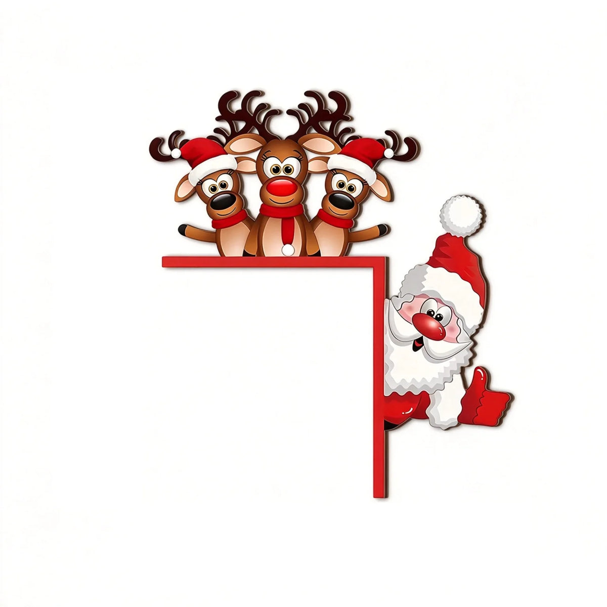 Holiday Door Decoration Santa & Reindeer Easy Hang Weather Resistant